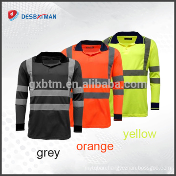 Hi Vis viz Long Sleeved T-shirt safety work top,Colorful Reflctive Safety Polo T-shirt with two Reflctive Tape